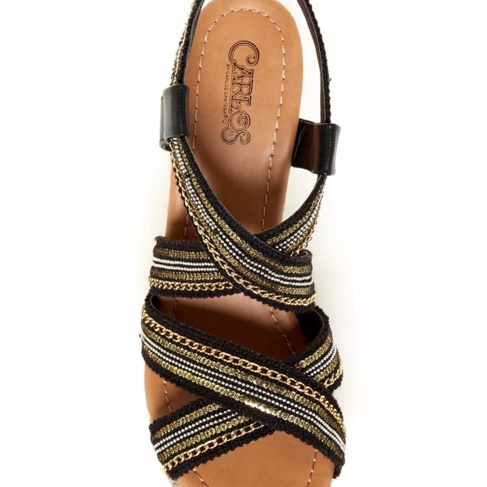 New Carlos By Carlos Santana Corelle Black Wedge Sandals - Picture 3 of 3